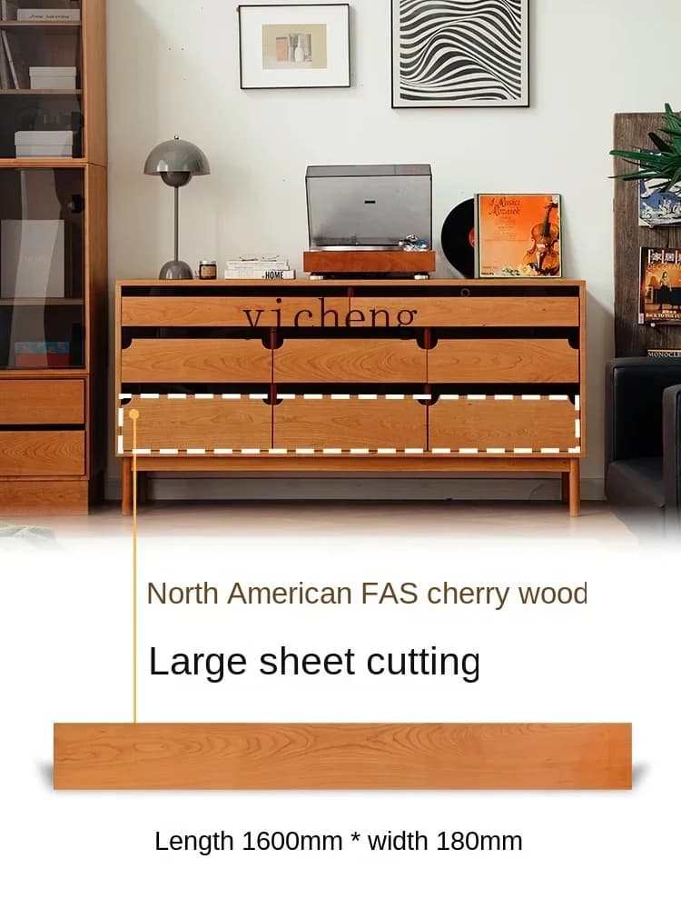 GZ-10 Cherrywood Eight Spares Cabinet Solid Wood Storage Organizer Drawer Nine-Drawer Cabinet Log Wide Side Cabinet
