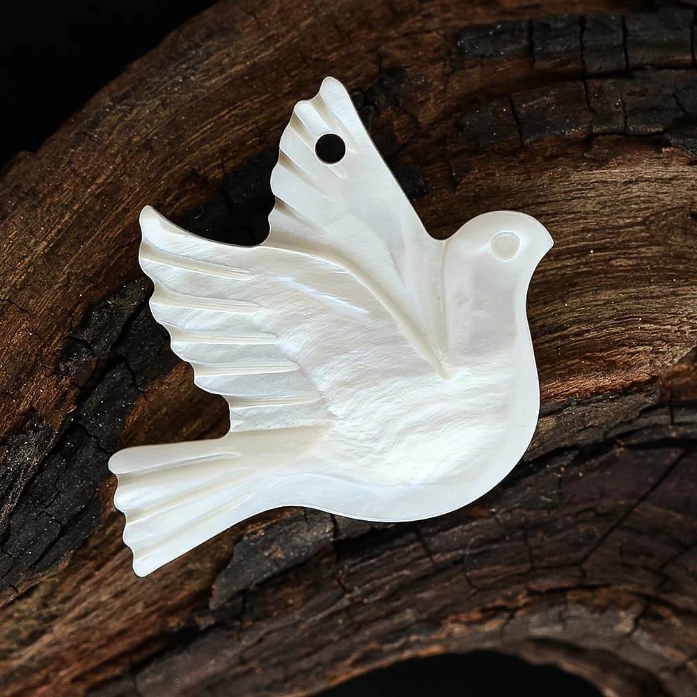 5pcs Natural Shell Material Pendant Creative Peace Dove White Simple with Hole Jewelry Making DIY Earrings Bracelet Accessories