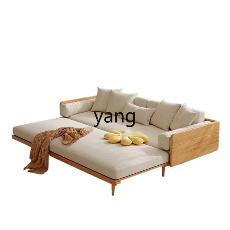 LMMsolid wood folding dual-purpose simple small apartment double telescopic pull-out multi-functional sofa