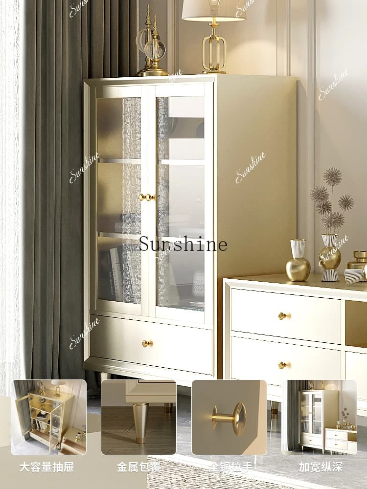 Small apartment living room solid wood wine cabinet household wall high-end TV side cabinet  FT