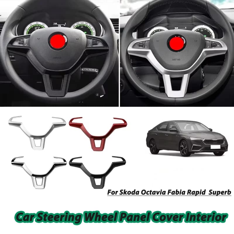 For Skoda Octavia 2017 Fabia 2016 2017 Rapid Spaceback 2016 Superb Car Steering Wheel Panel Cover Interior Accessories