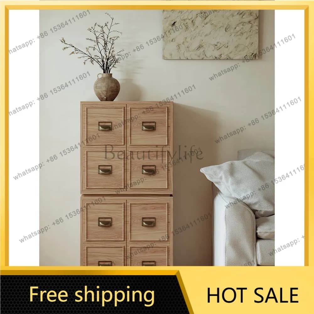 FG2026 new side cabinet solid wood French natural log wind living room wall storage cabinet