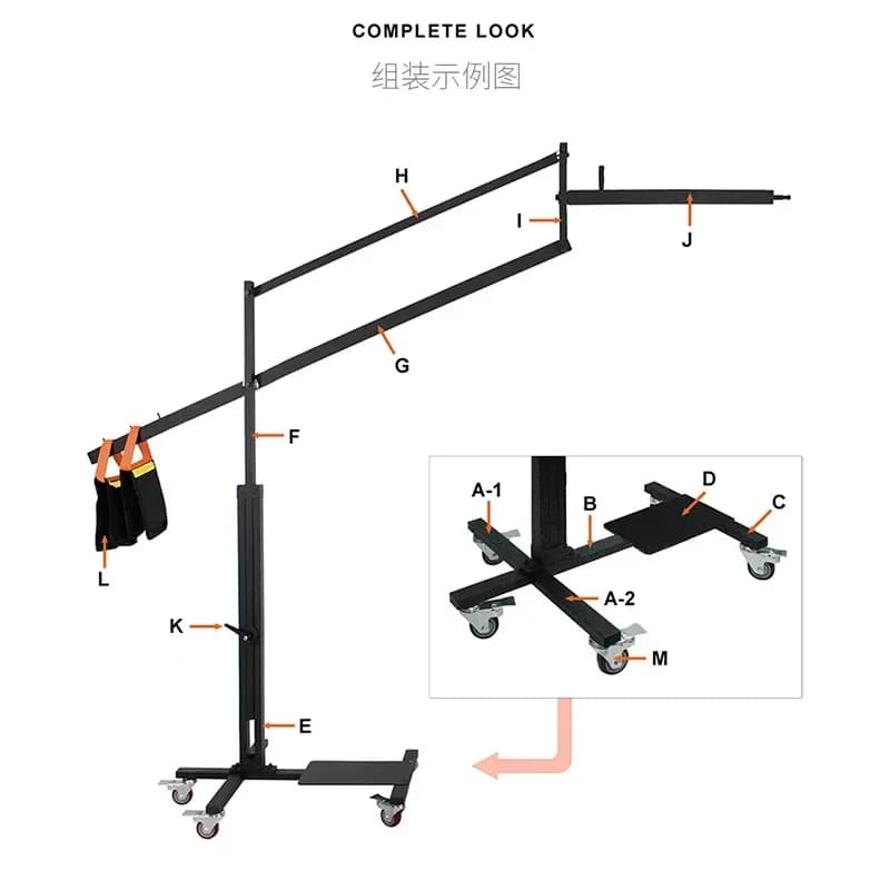 Studio Advertising Photography Light Stand Diagonal Boom Arm for Product Shooting Video Camera Stand with Carry Bag