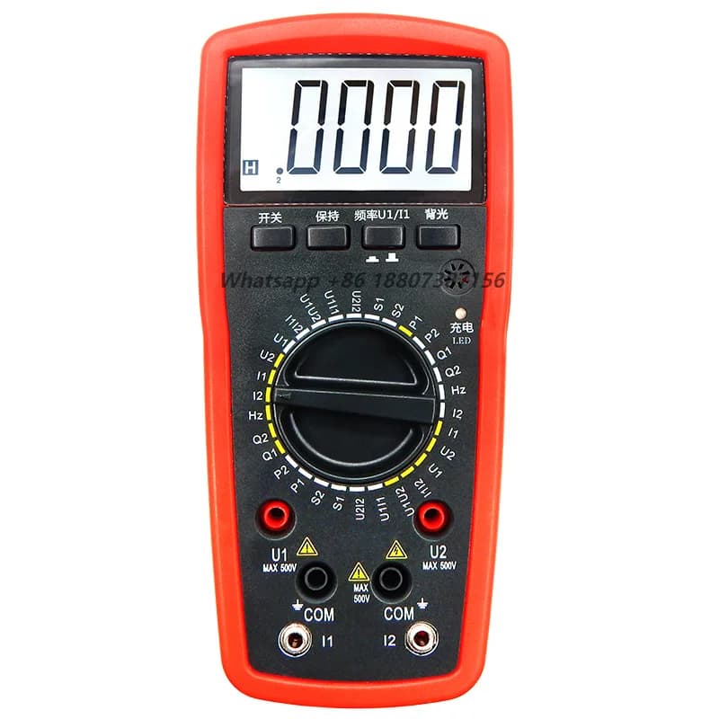 SMG2000B Double Clamp Voltammeter Handheld Digital Phase Meter IP67 Protection 0.2 Accuracy 220V Aluminum Alloy 2-Year