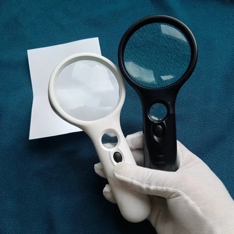 1PCS Handheld HD Magnifying Optical Lens Black/White Magnifying Glass with LED Lights Reading Loupe
