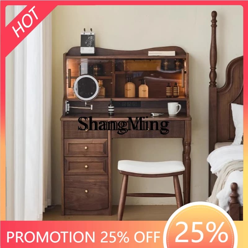 SM wood retro dresser makeup table bedroom modern simple advanced makeup storage cabinet integrated