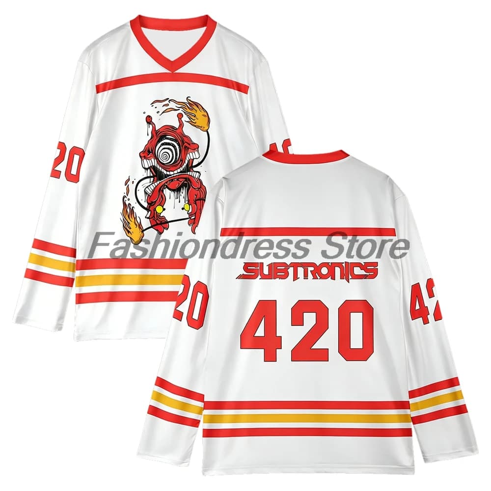 Subtronics DJ Hockey Jersey 2026 Music Festival V-Neck Long Sleeve Loose Top Shirts Women Men Athletic T-shirt