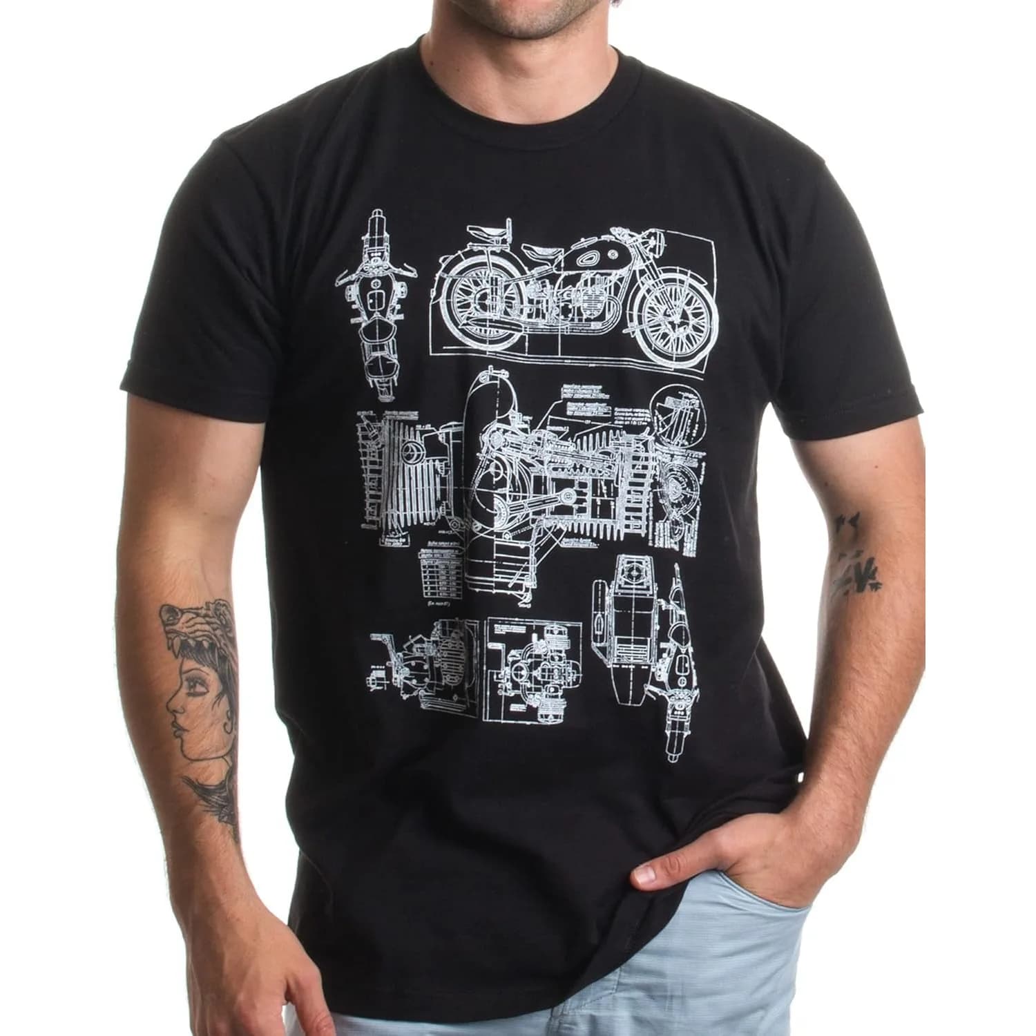 M-72 Motorcycle Engine Blow Out Diagram Short Sleeves Shirts Mechanic Schematic Art Unisex T-Shirt