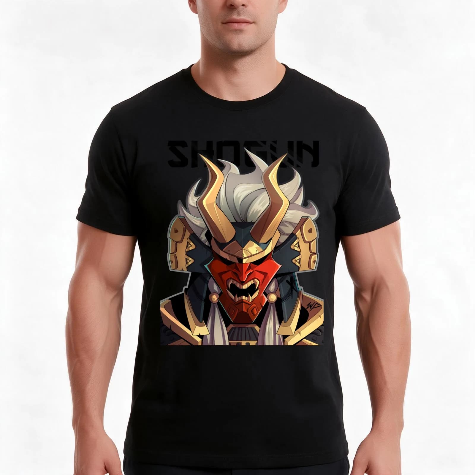 Shogun T-Shirt, Summer Casual Cotton Tee, Oversized Streetwear Tops, Vintage Graphic Print, Loose Fit Short Sleeve, 100% Cotton