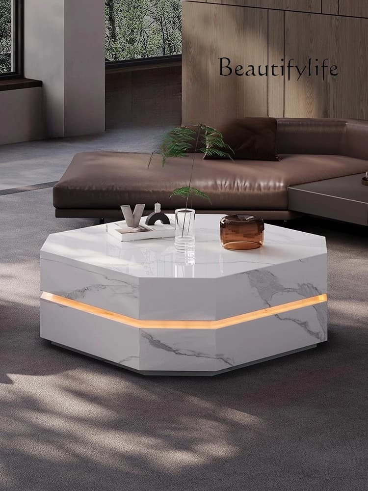 minimalist polygonal high-end coffee table small apartment household living room light luxury stone high-end coffee table