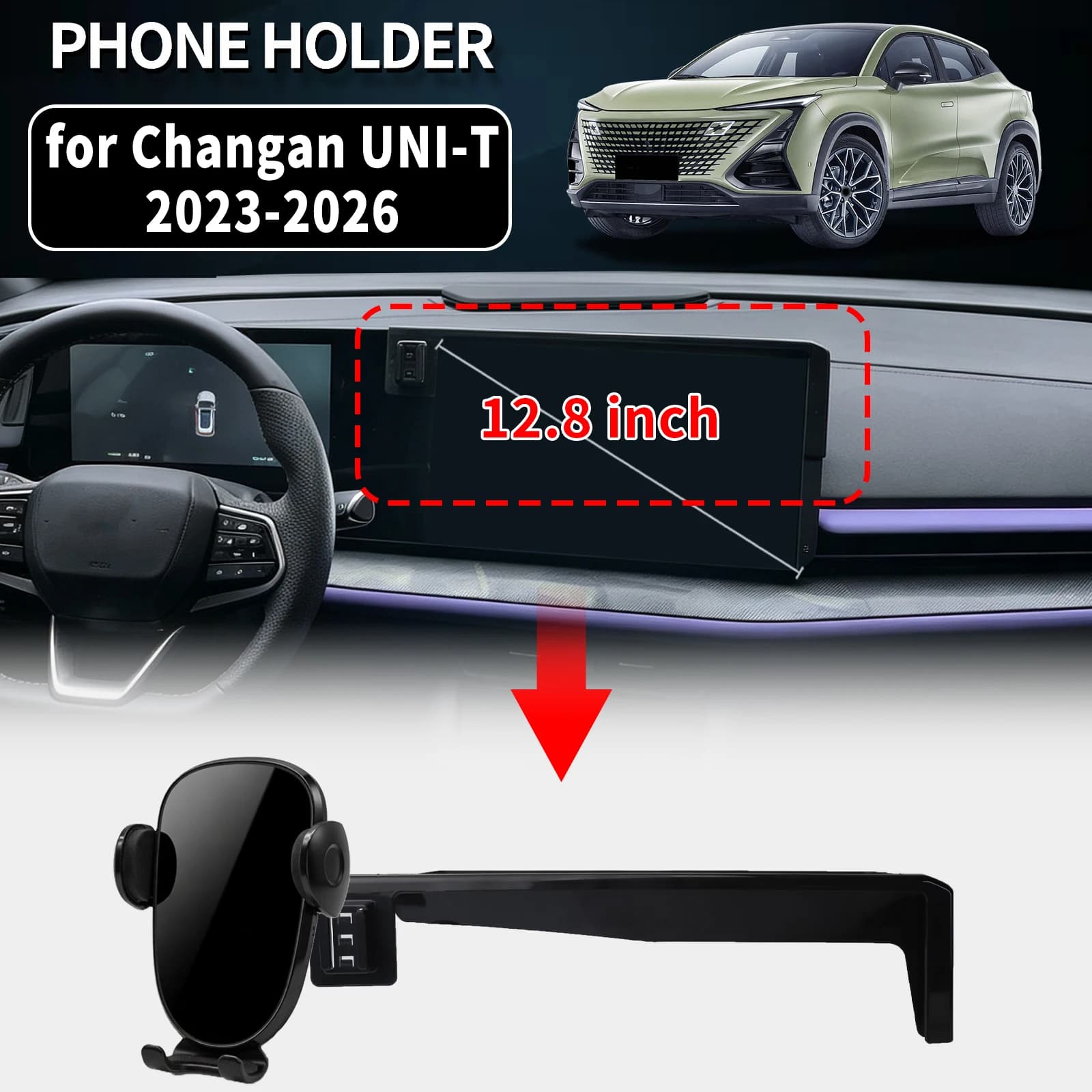for Changan UNI-T UNIT 12.8inch 2023 2024 2025 2026 LHD Specific Car Phone Mount GPS Stand