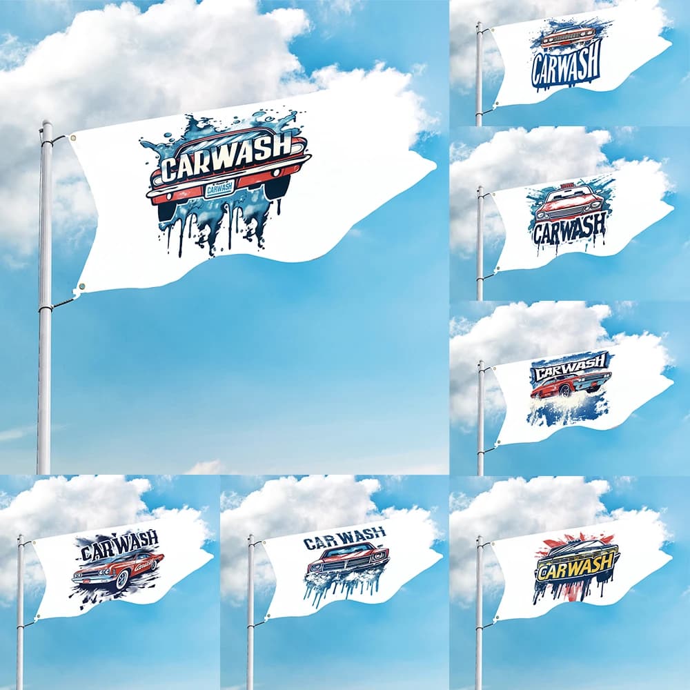 Car Wash Flag Colorful Advertisement Clean Arrange Logo Banner 90*150cm Tapestry Indoor Outdoor Polyester