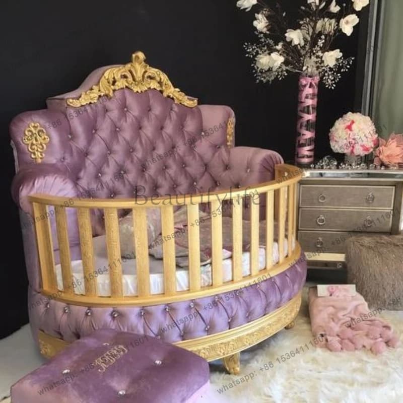 High-Quality Material Round Luxury Handmade Crib UK Market Furniture