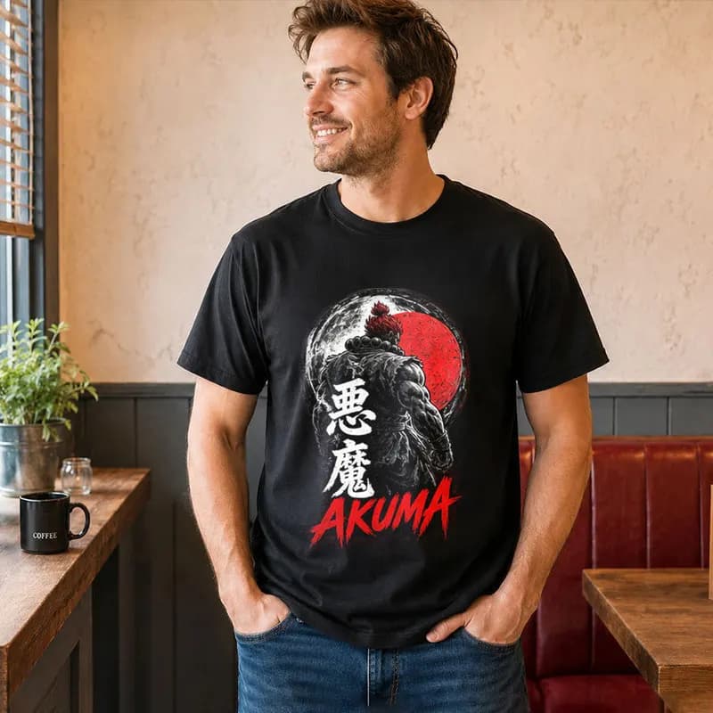 Akuma Street Fighter T shitr Cool Anime Gamer Gift 0813 Retro Arcade Fighting Game Tee Hadouken World Warriors Unisex Top S-6XL