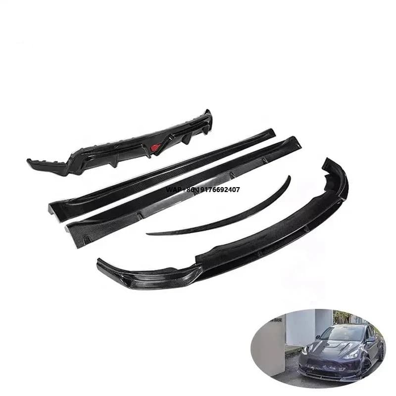 Car Modification Part Front Lip Carbon Fiber Body Kit Side Skirts Rear Diffuser for Model Y 2019+ Bodykit