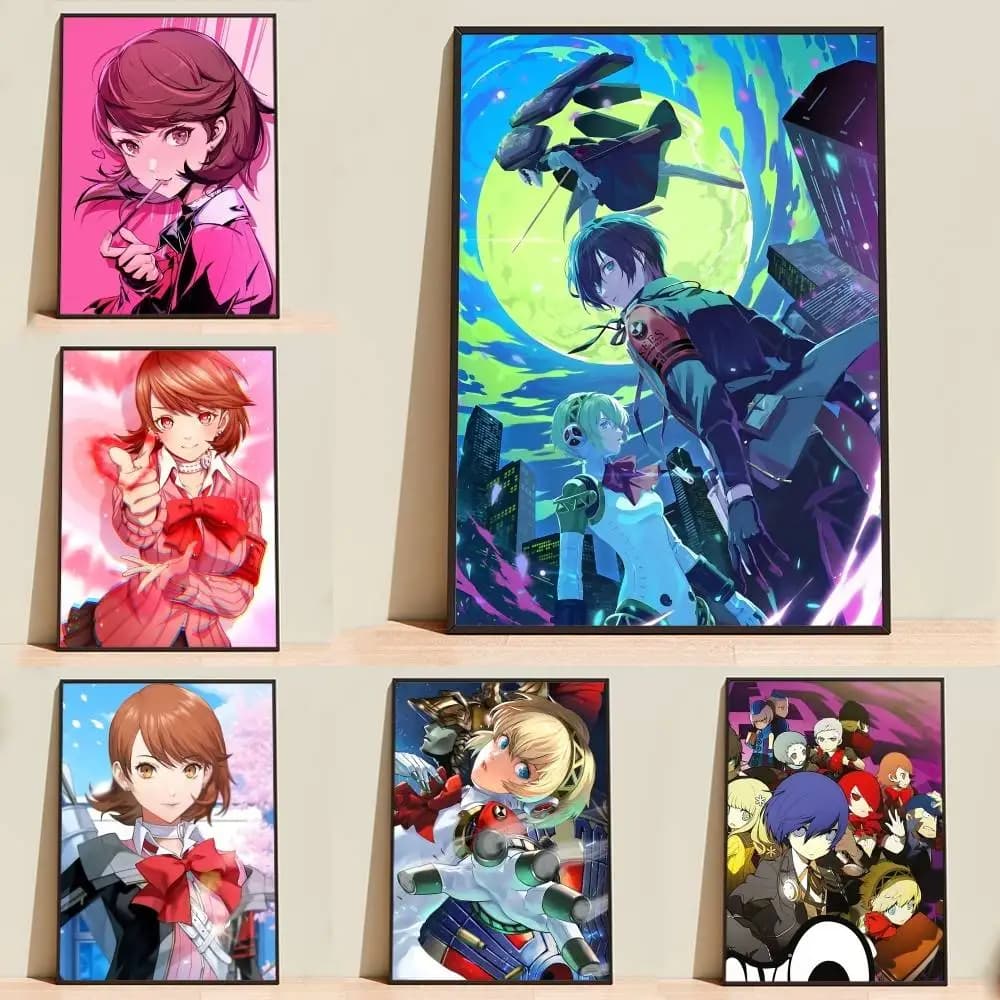 P3-Yuka M-Minato P-Persona3 Poster Self-adhesive Waterproof Paper Sticker Coffee House Bar Room Wall Decor