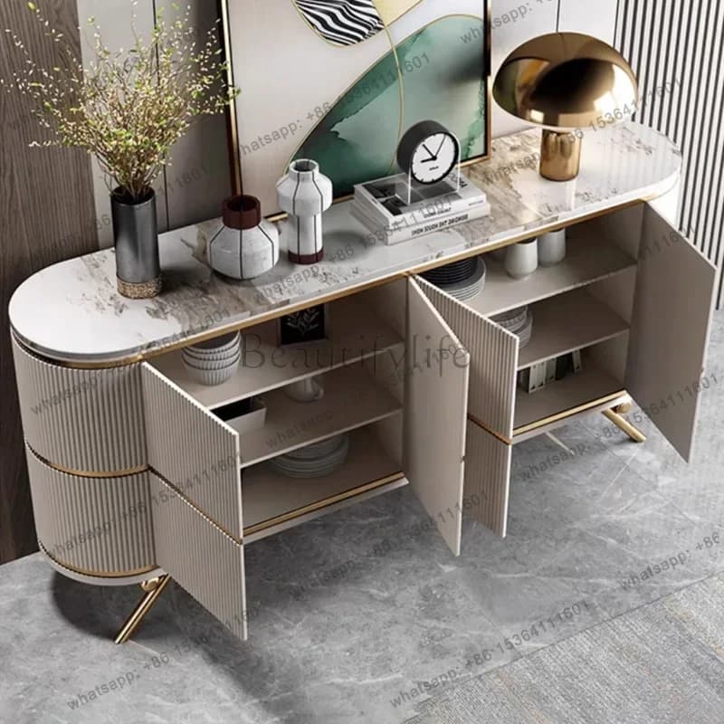 Simple Modern Light Luxury Dining Side Cabinet Minimalist Rock Panel Porch Cabinet Restaurant Tableware Storage Cabinet
