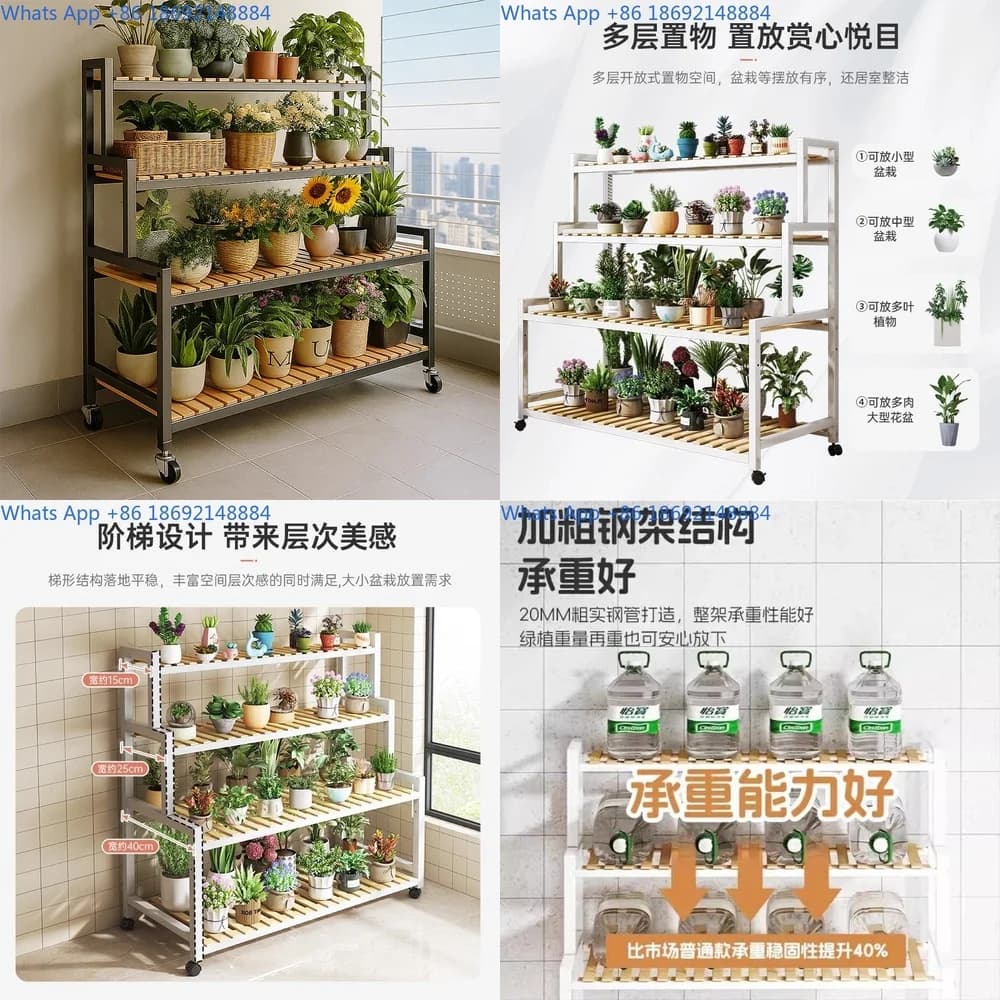 Plant Stand Floor Multi Tier Metal Rack for Indoor Outdoor Use Living Room Balcony Succulent Display Shelf