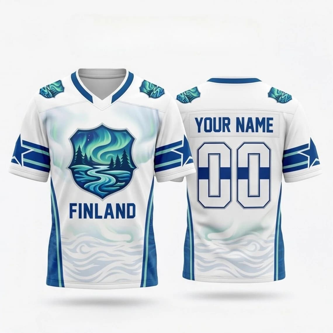 Finland V Neck Jersey S to 6XL Personalized Name Number Soccer Fan Shirt Game Day Sports Gift