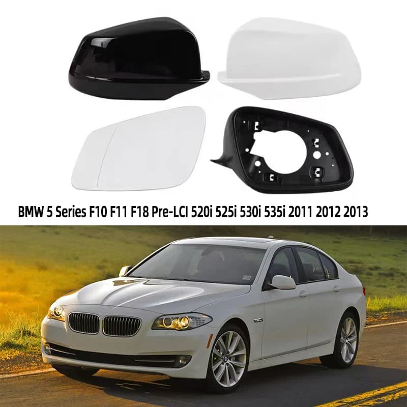 Auto Left Right Rear Mirror Cover Frame Trim Replacement For BMW 5 Series F10 F11 F18 Pre-LCI 520i 525i 530i 535i 2011 2012 2013