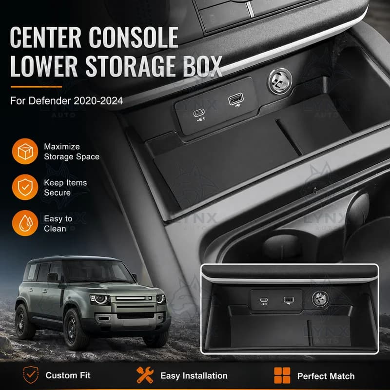 For Land Rover Defender 2020-2024 Center Console Lower Storage Box Car Accessories Organizer Modification Parts