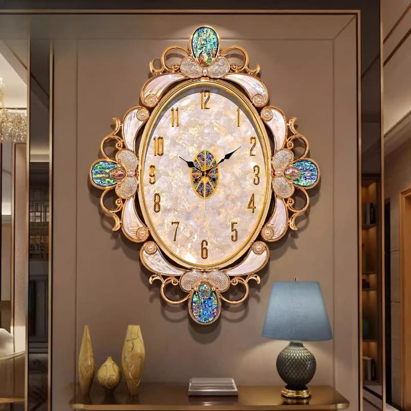 Wall clock light luxury high sense living room home wall hanging clock art decoration