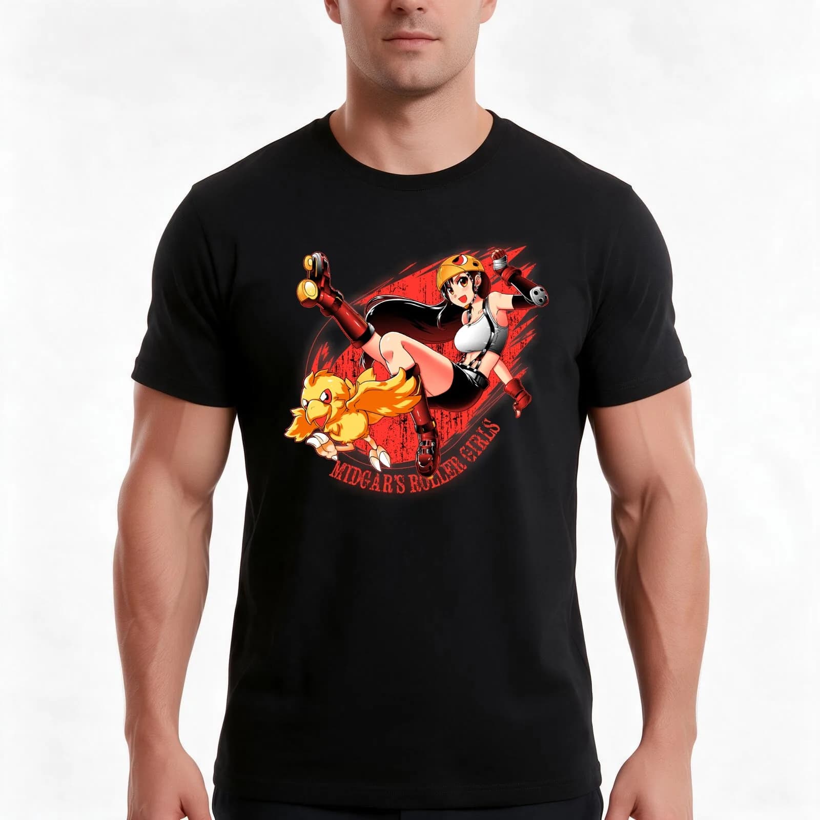 Midgar's roller girls! T-Shirt, Summer Casual Cotton Tee, Oversized Streetwear Tops, Vintage Graphic Print, Unisex Men Women