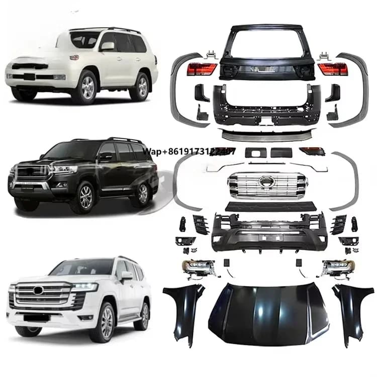 For Land Cruiser LC200 to LC300 2016-2022 Upgrade ABS Glossy LED Headlight & Body Kit with Screw Fixing