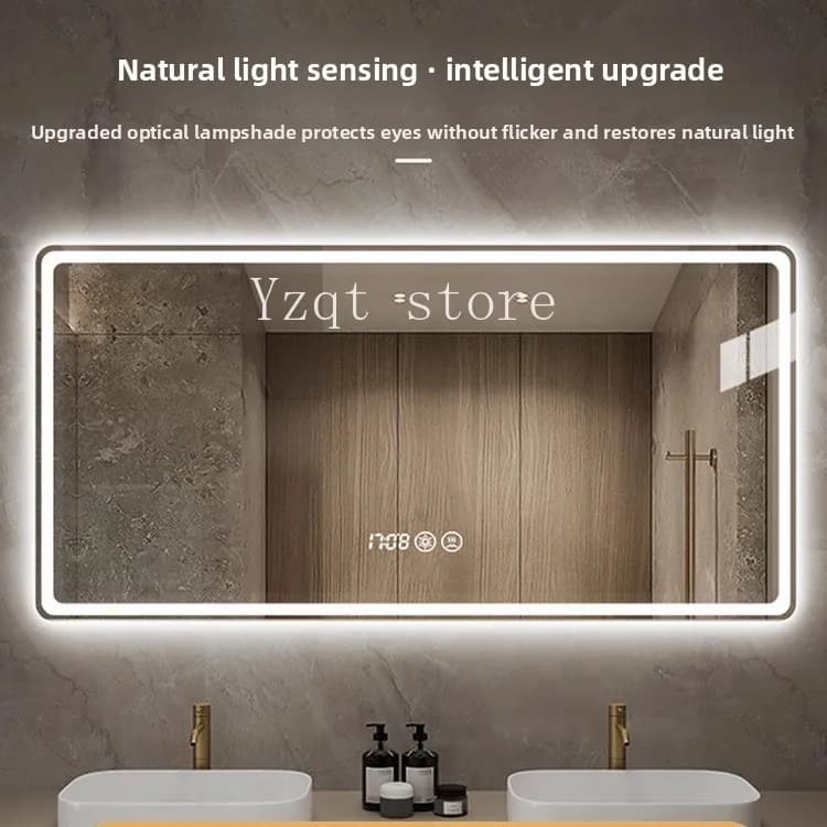 Smart bathroom mirror led light luminous high definition waterproof wall-mounted bathroom with lamp anti-fog mirror washbasin