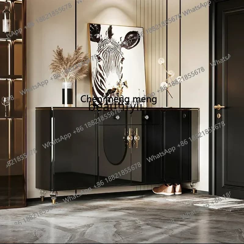 M178 cqyLShoe cabinet light luxury household door large capacity modern black entrance entrance cabinet integrated partition