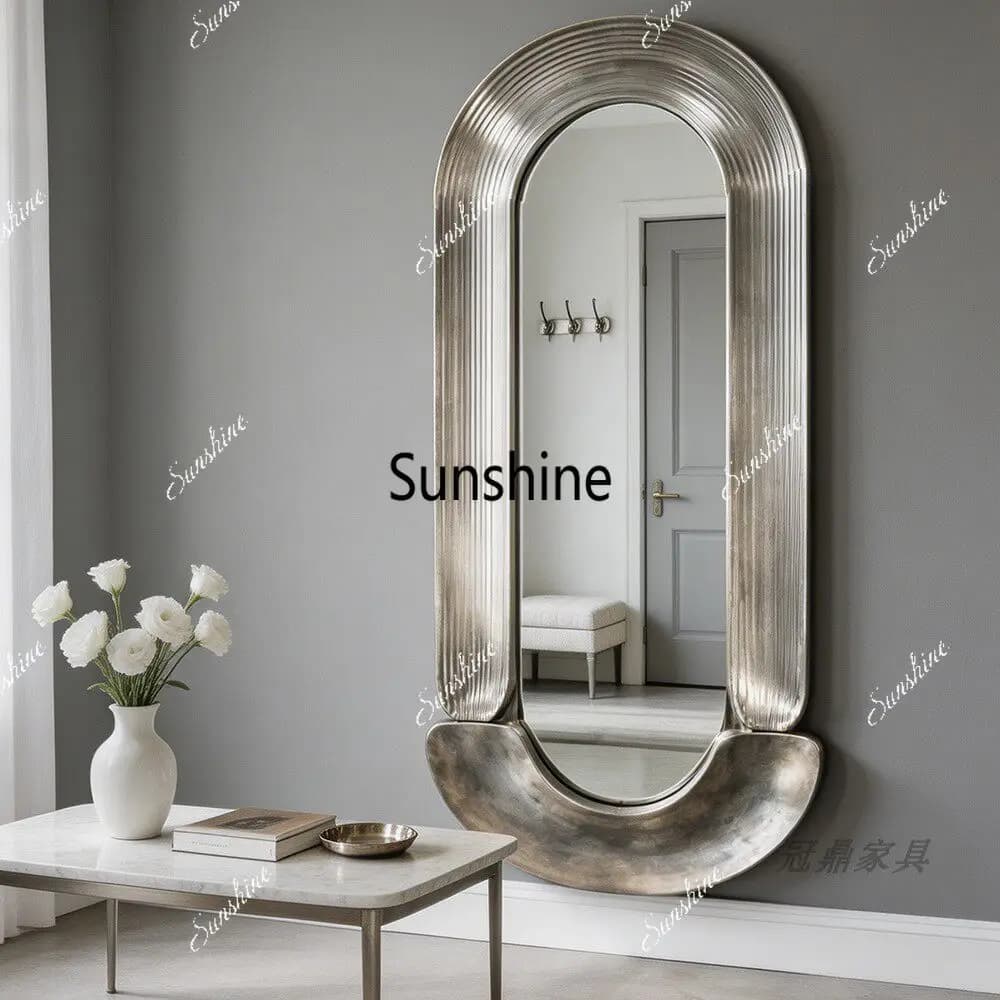 Light luxury irregular wall hanging fitting mirror living room high-end decorative full-body mirror
