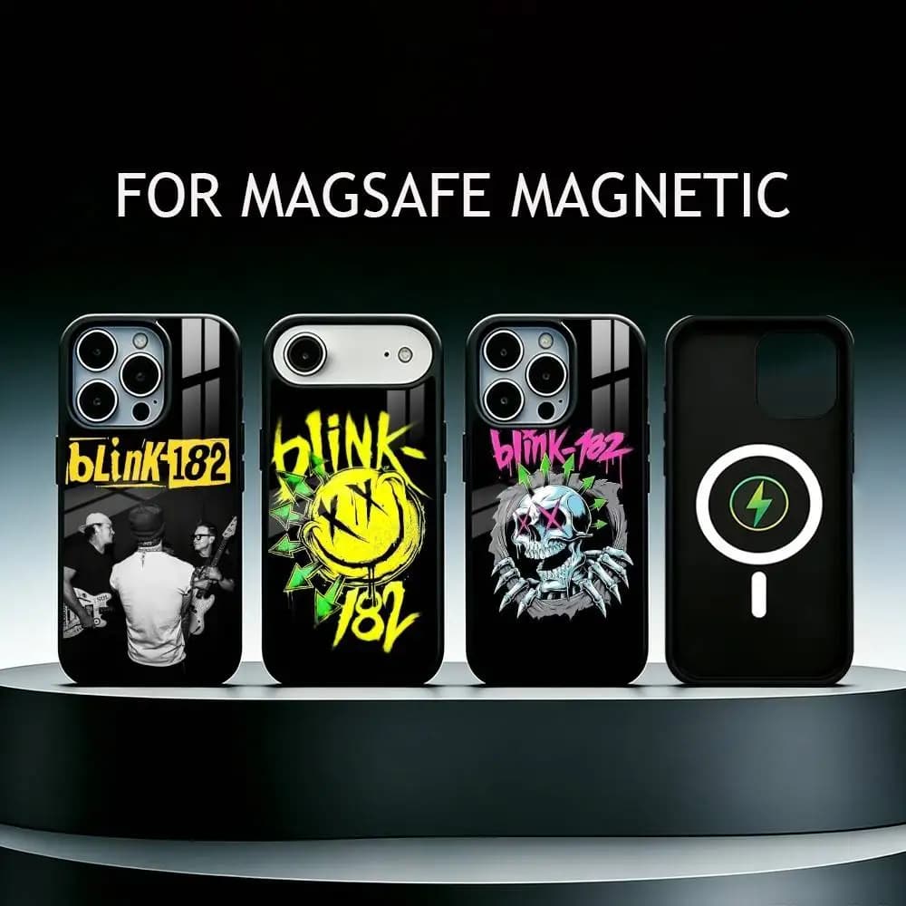 Punk B-Blink-182 Band Phone Case For iPhone17,16,15,14,13,12,11 Plus,Pro Max Magnetic For Magsafe Wireless Charging