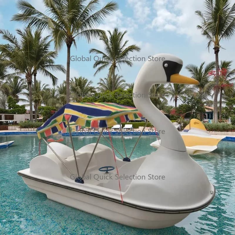 Two-Person Water Pedal Boat with White Swan Theme for Safe Lake Fun Pedal Paddle Boat
