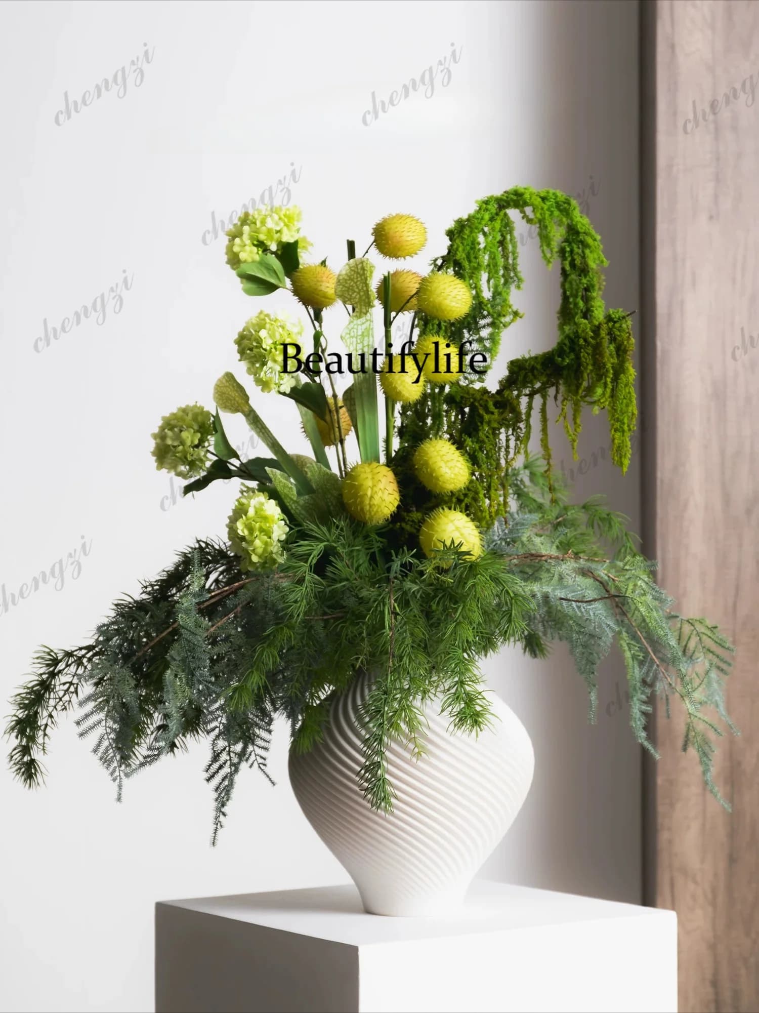 Ceramic vase, white, flower arrangement, high-end flower arrangement