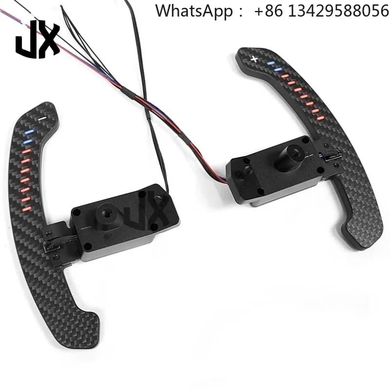 LED Steering Wheel Magnetic Shift Paddle Carbon Fiber Paddle Shifter for 15-21 Ford Mustang Extension Racing Sport