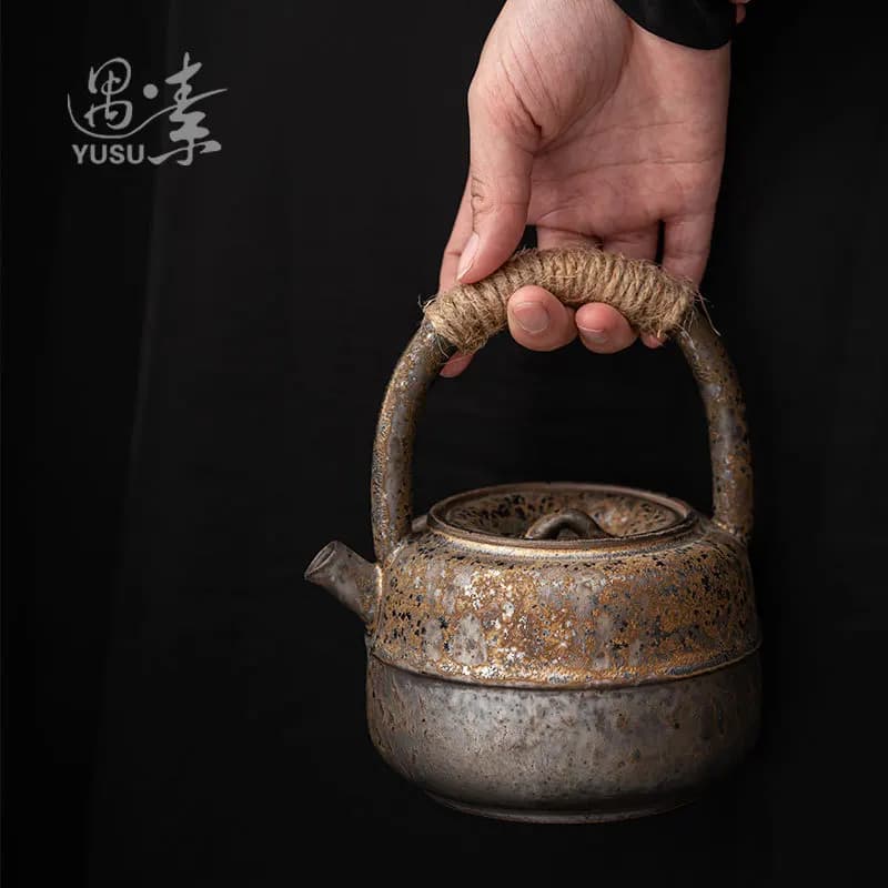 WW retro ceramic teapot beam pot household with filter tea kettle Chinese kung fu tea set
