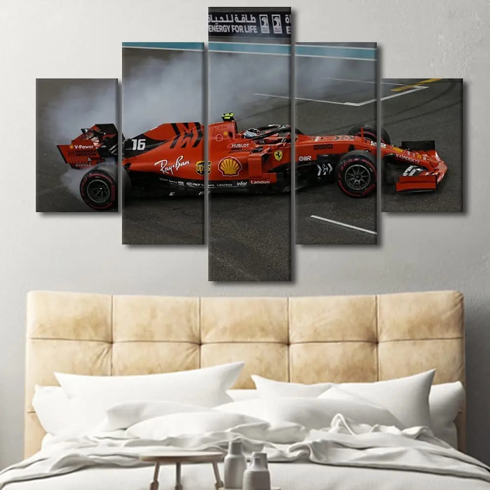 No Framed Canvas 5 Panel Red Race Sports Auto  F1 Racing Car HD Decorative Wall Art Posters Pictures Home Decor Paintings