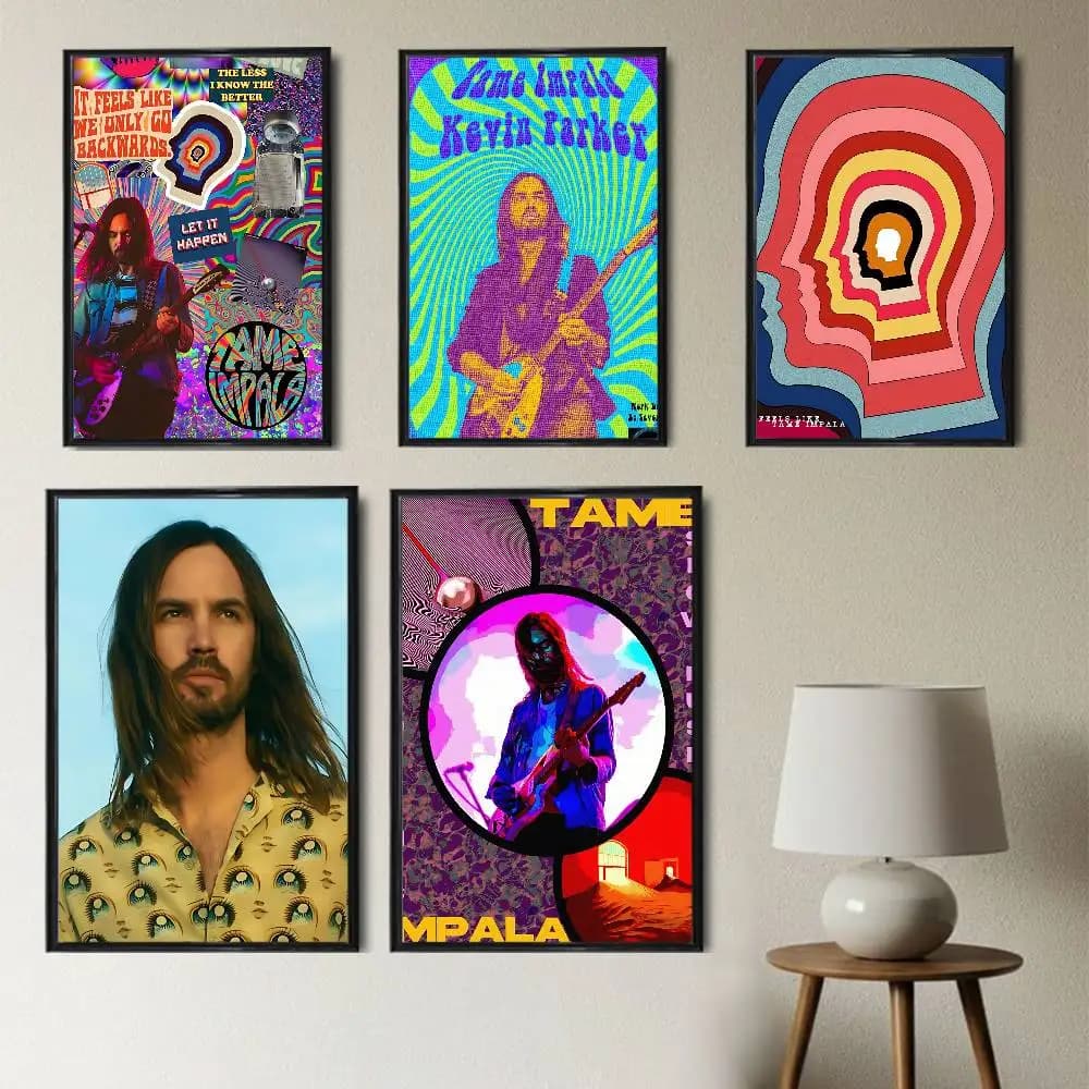 Hallucinatory gradient Tame Impala Poster HD Art Sticky Wall Waterproof Home Living Room Bedroom Bar Aesthetic Decoration
