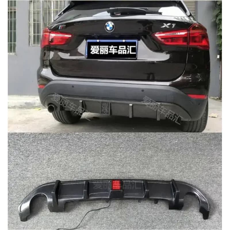 For BMW F48 F49 X1 2016 2017 2018 2019 2020 Real Carbon Fiber Rear Bumper Lip Diffuser   Body Kit