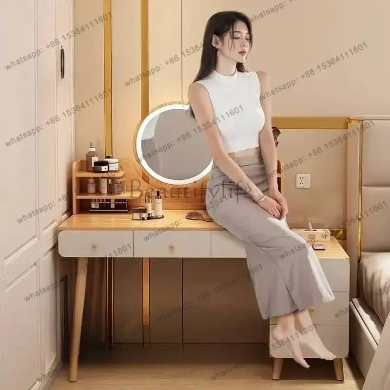 FG Decorations Paletts Vanity Desk Natural Narrow Standing Cabinets Vanity Desk Nightstands Essentials Tocador Maquillaje Furnit