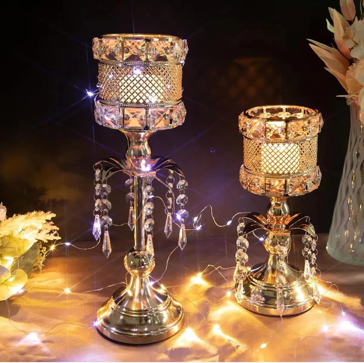 European Retro Creative Candlestick Wedding Props Ornaments Iron Square Candle Holder Cup Decoration Wedding Ornament Decoration