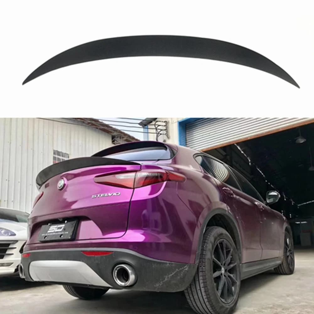 2017 2018 2019 Rear Middle Spoiler Carbon fiber FRP Trunk Boot Duck Wings Car Styling FOR  Alfa Romeo Stelvio Spoiler