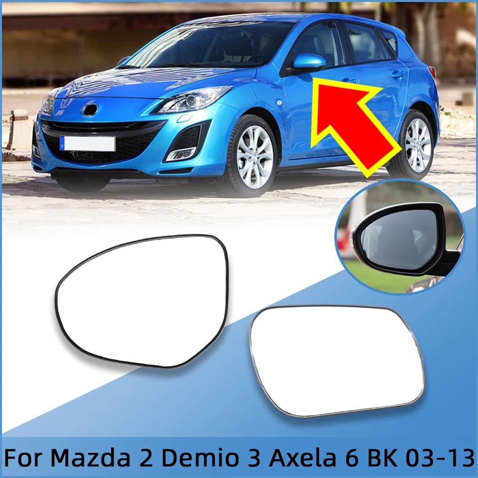 Left Right Side With Heated Function Outside Rearview Mirror Glass Lens For MAZDA 2 DEMIO 3 AXELA 2009-2013 MAZDA 6 BK 2003-2009