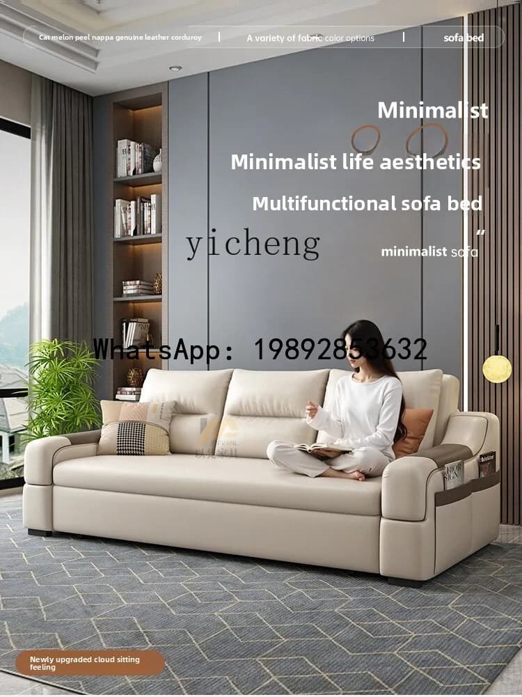 X2  small apartment sitting and sleeping living folding dual-purpose sofa storage living room cat scratching skin