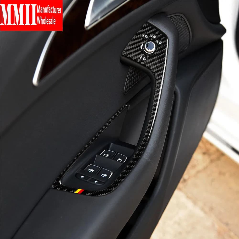 For Audi A6 S6 C7 A7 S7 4G8 2012-2018 Carbon Fiber Stickers Window Lifting Switch Button Panel Trim Interior Car Accessories