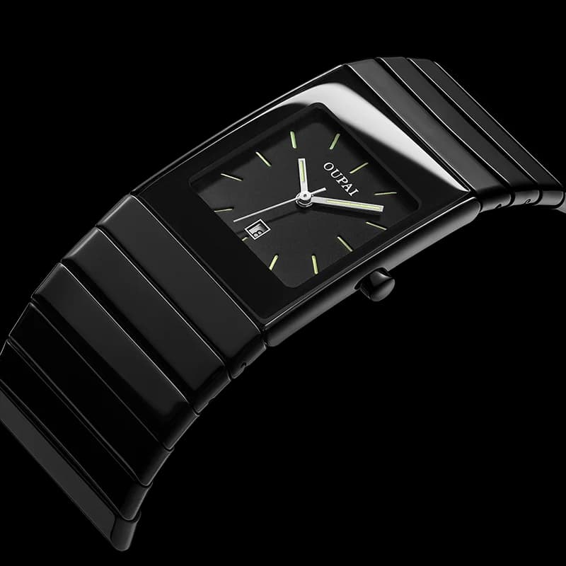 Square Black Ceramic Watch Man Ultra Thin Business Luminous Waterproof  Rectangle Antique Design Wrist Watch Classic