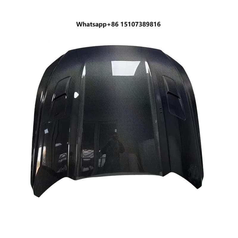 For  Mustang S550 Car Hood Carbon Fiber Bonnet Cover Clear Coated