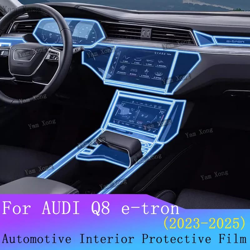For AUDI Q8 e-tron 2023-2025 Car Panel Film Gear Pane Dashboard Protective Sticker Navigation Screen Anti-Scratch Film Cover
