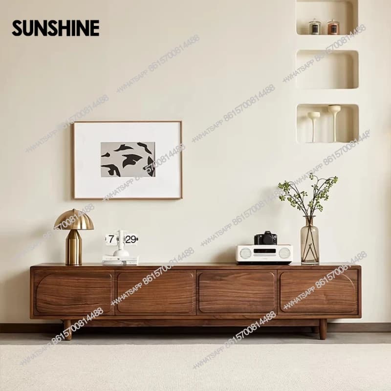 North American black walnut storage floor cabinet simple living room home audio-visual cabinet