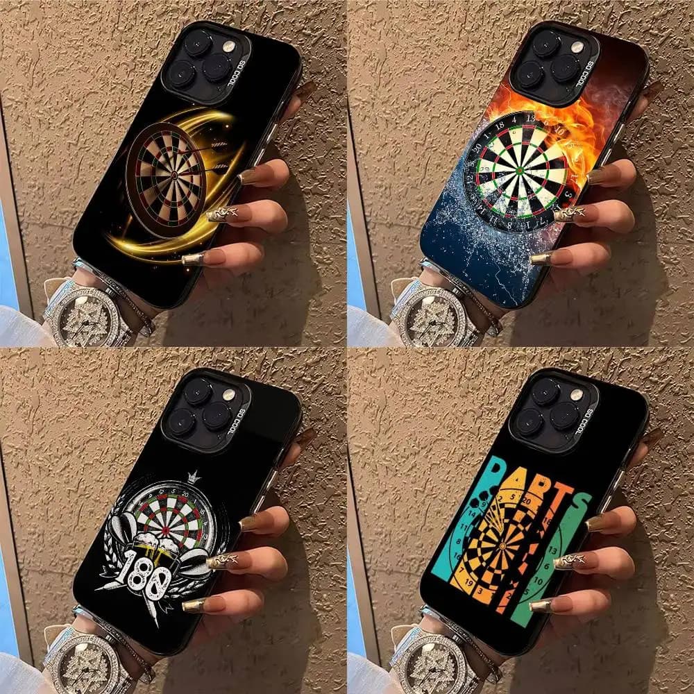 Darts Phone Case For iPhone 17,16,15,14,13,12,X,8,Pro,Max,Plus,E,SE4,Air,Mini IMD Matte Black
